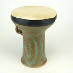 Mini Stoneware Pottery Doumbek Darbuka Spiral Hand Drum, Goat Sk